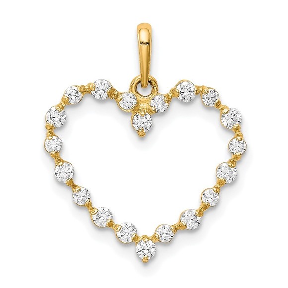 10K Gold CZ Heart Pendant - Picture 1 of 4